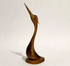 Handcrafted Wood Long Beak Bird Figurine